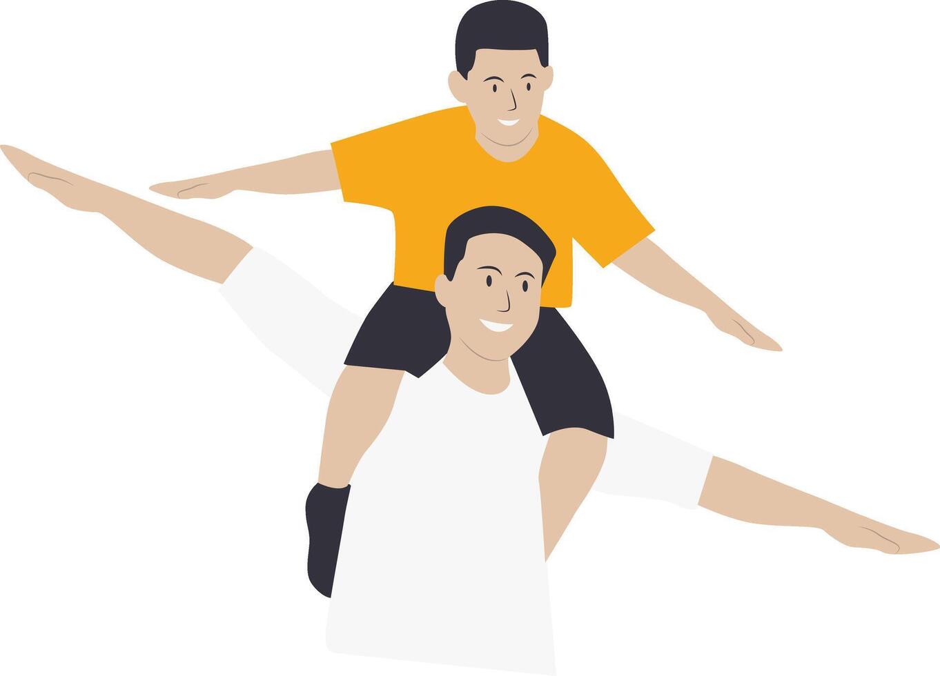 Dad and Son Character on White Background. vector