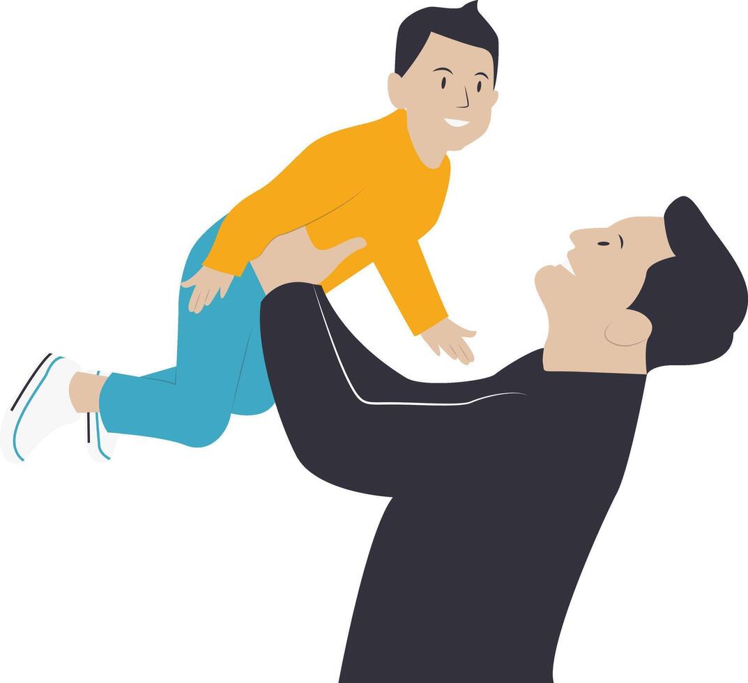 Dad and Son Character with Flat Design vector