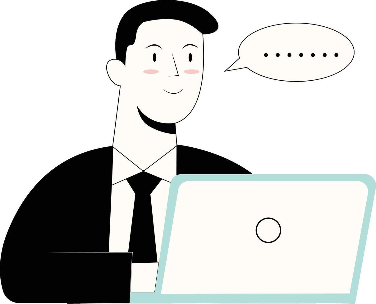 Hand Drawn Businessman Character on White Background. vector