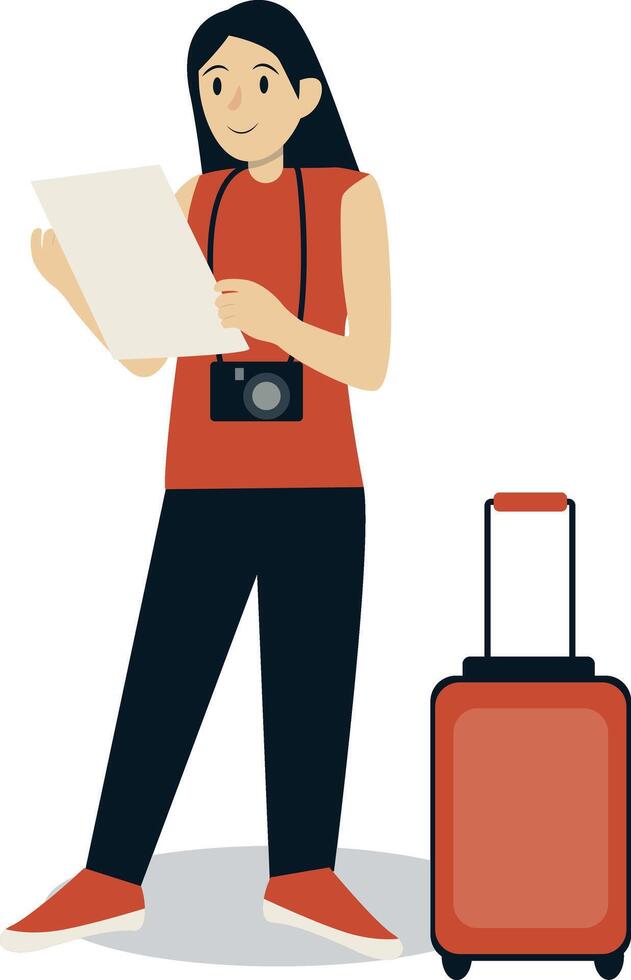 Woman Traveler Character Isolated on White Background vector