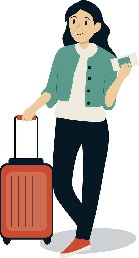 Woman Traveler Character Isolated on White Background. vector