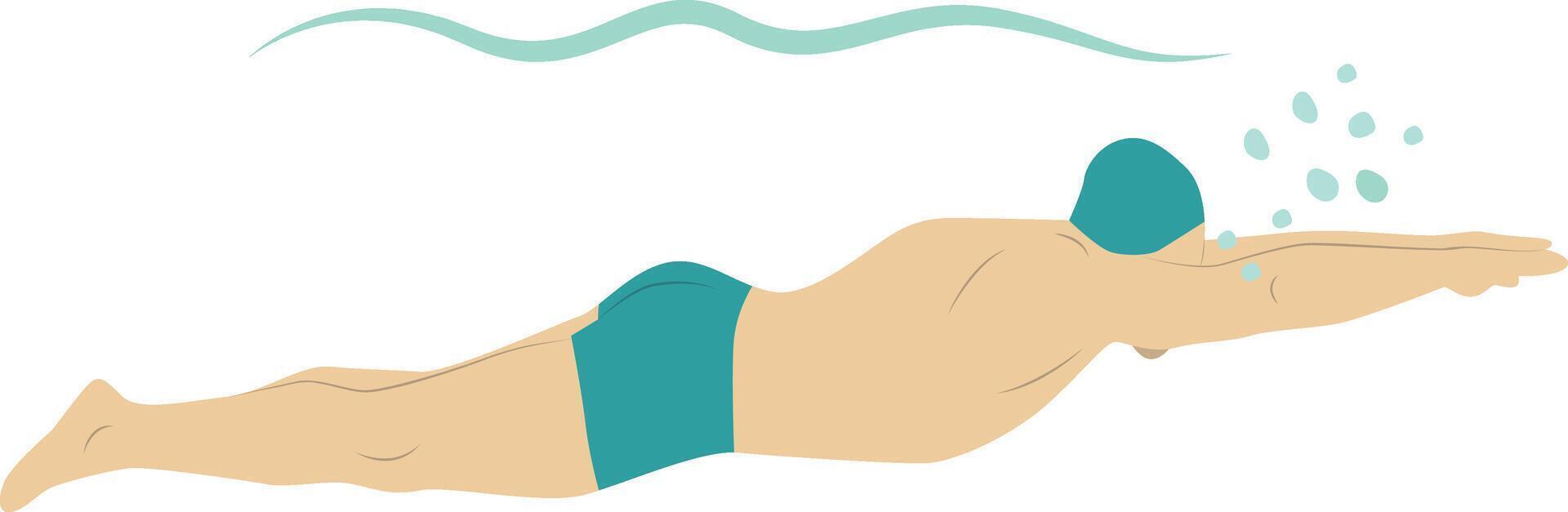 Athlete Swimming Character with Cartoon Design. vector