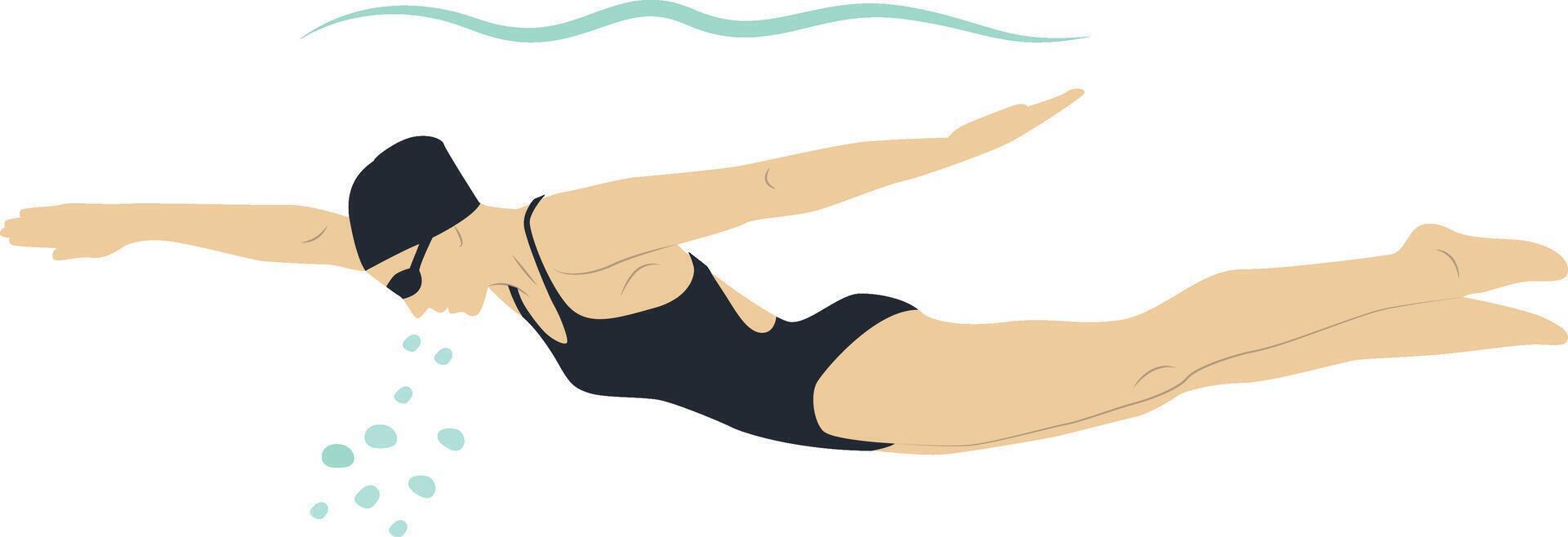 Athlete Swimming Character on White Background vector