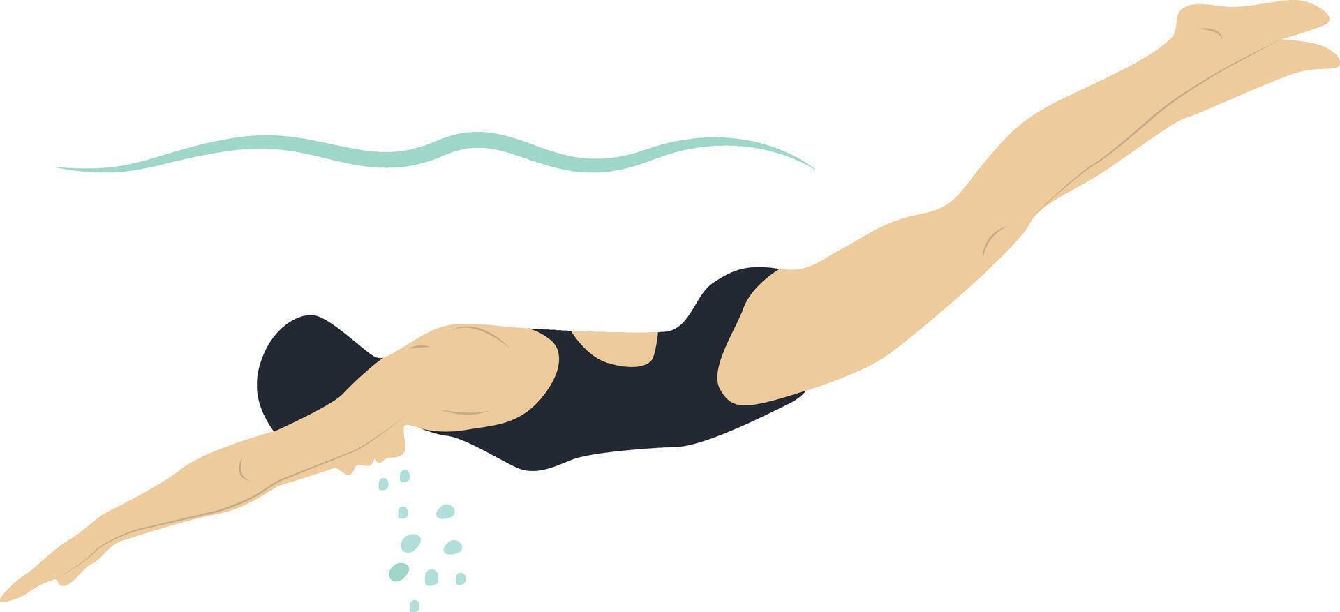 Athlete Swimming Character in Flat Design. vector