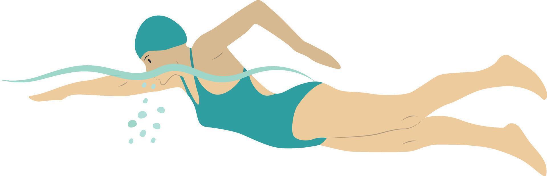 Athlete Swimming Character in Flat Design vector