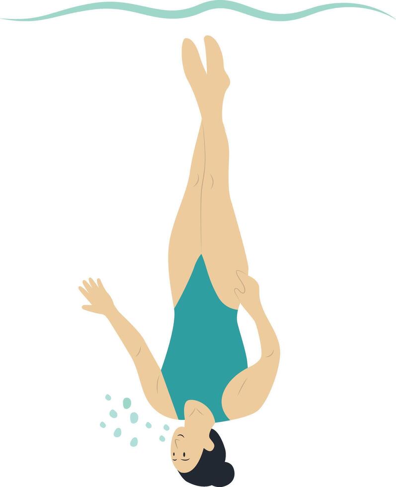 Athlete Swimming Character with Cartoon Design vector
