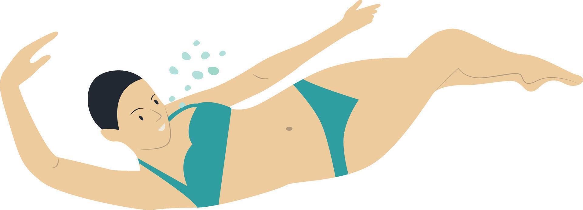 Athlete Swimming Character on White Background. vector