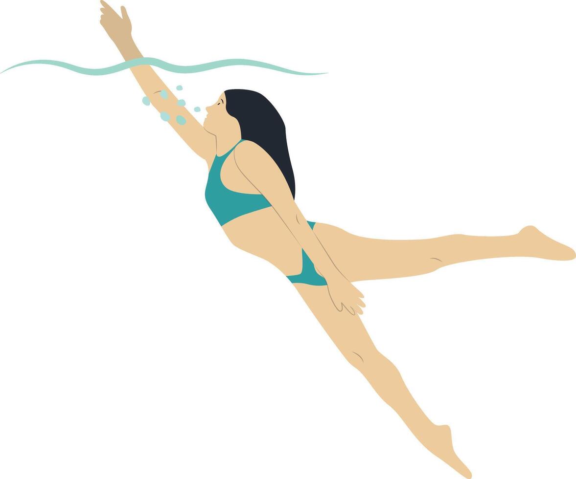Athlete Swimming Character Isolated on White Background. vector
