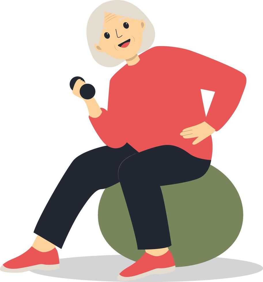 Old People Sport Activities Isolated on White Background. vector