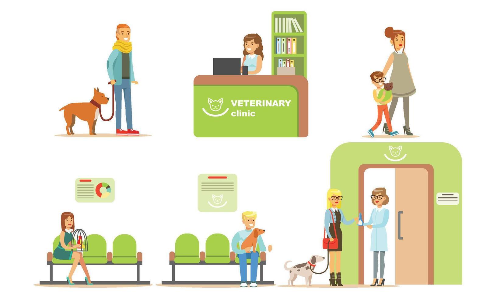 Trip to the vet cartoon illustration vector