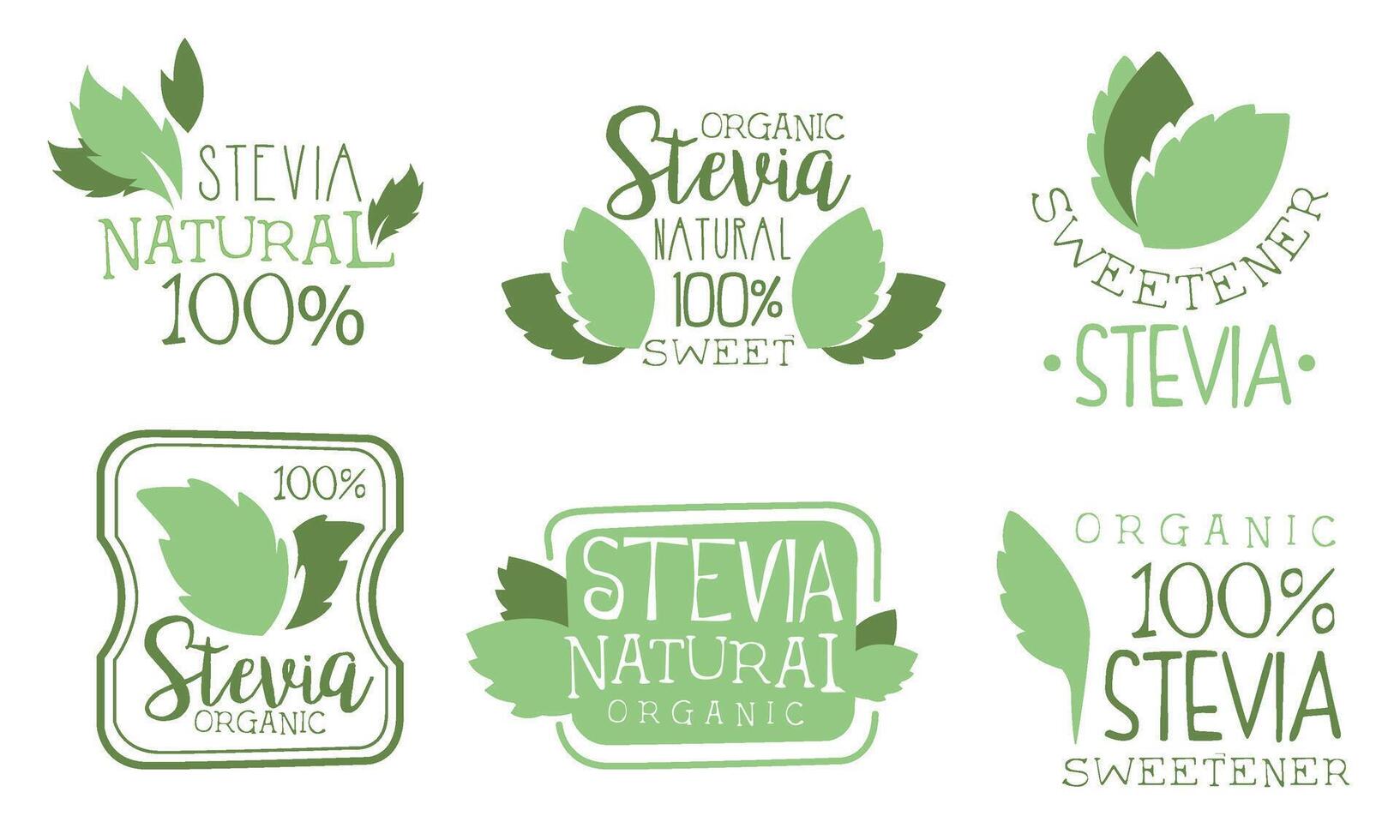 Set of stevia logos cartoon illustration vector