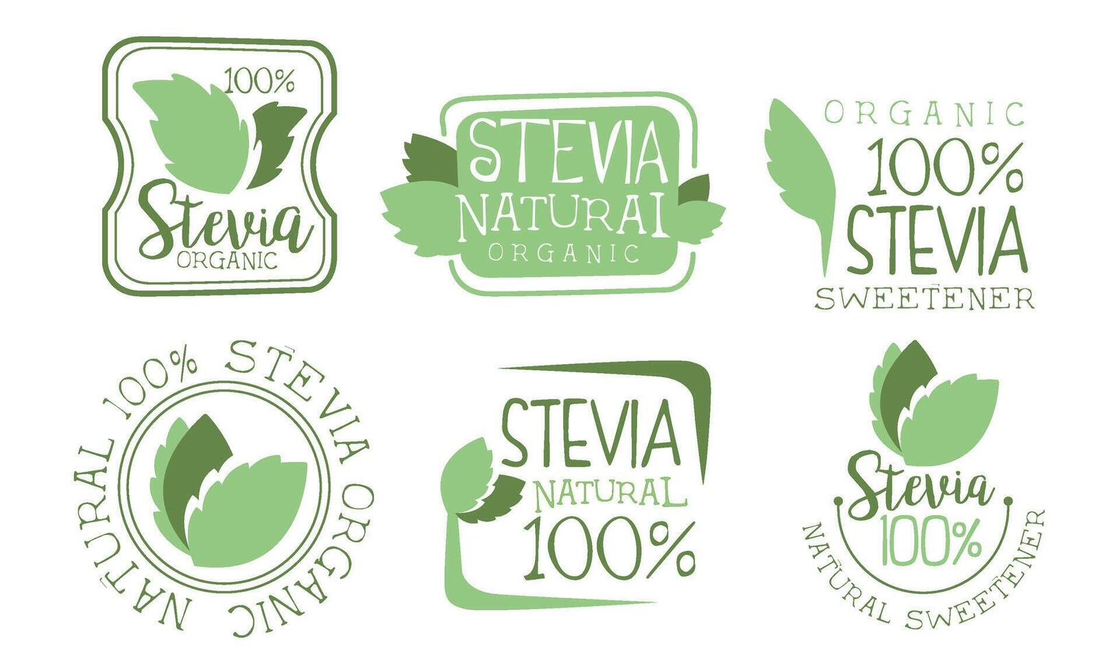 Set of stevia logos cartoon illustration vector