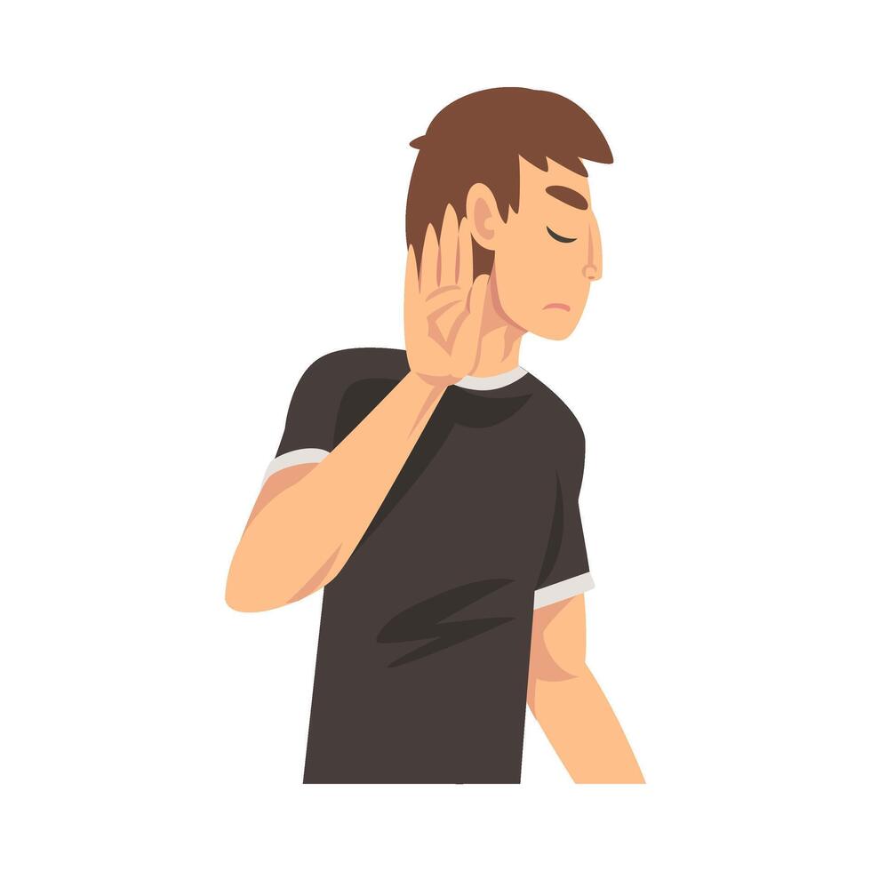 Boy holds palm in front of his saying stop cartoon illustration vector