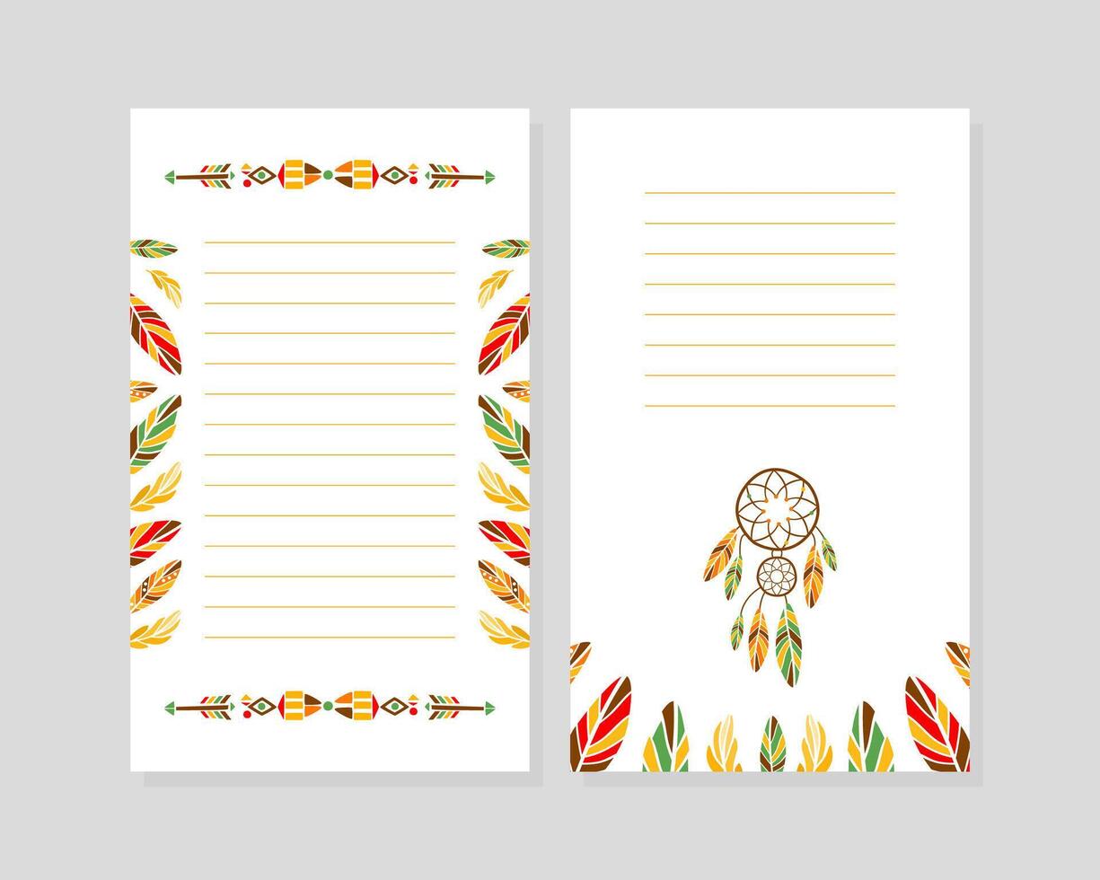 Decorative sheets for notes cartoon illustration vector