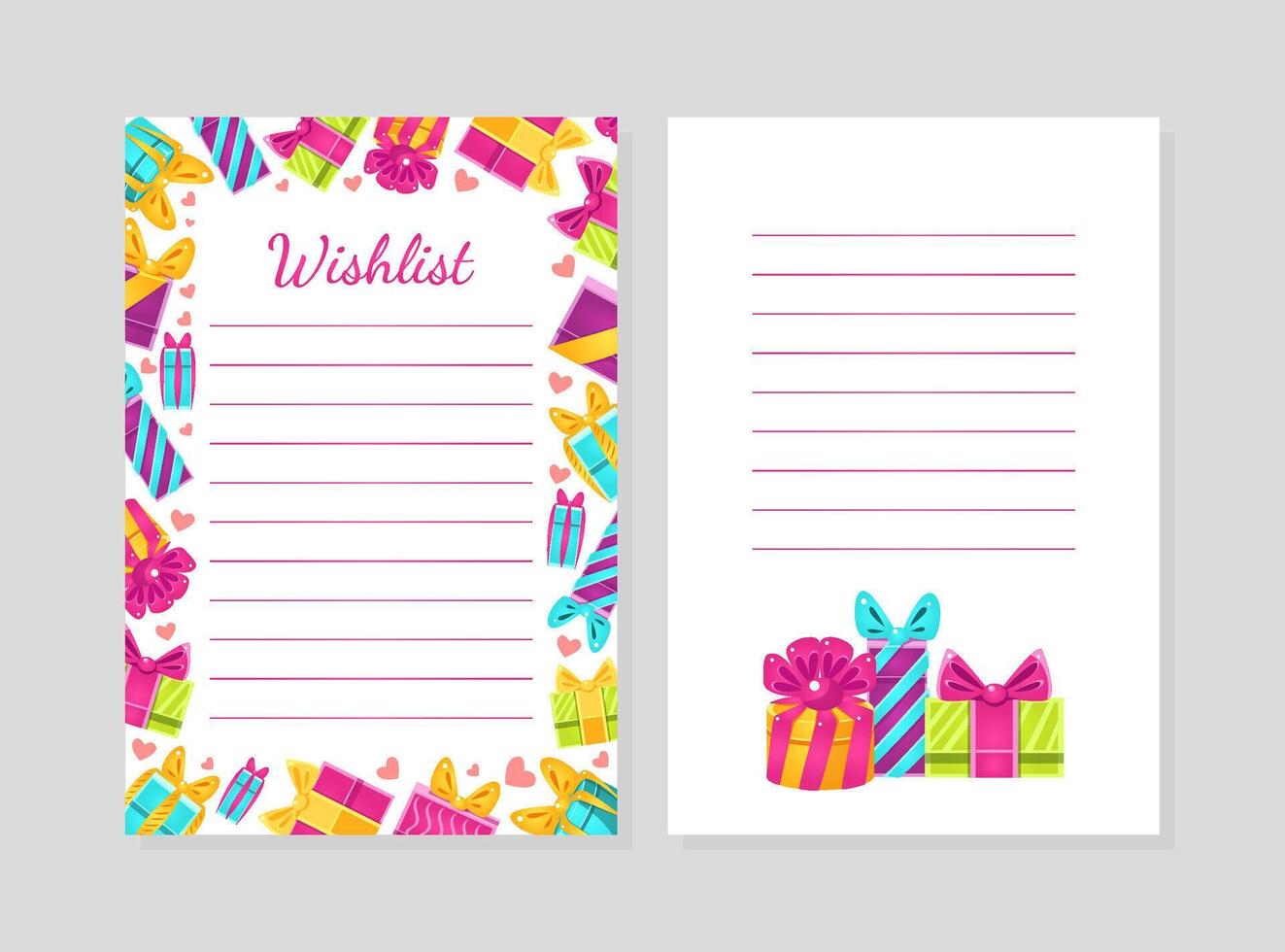 Decorative sheets for notes, wishlist cartoon illustration vector