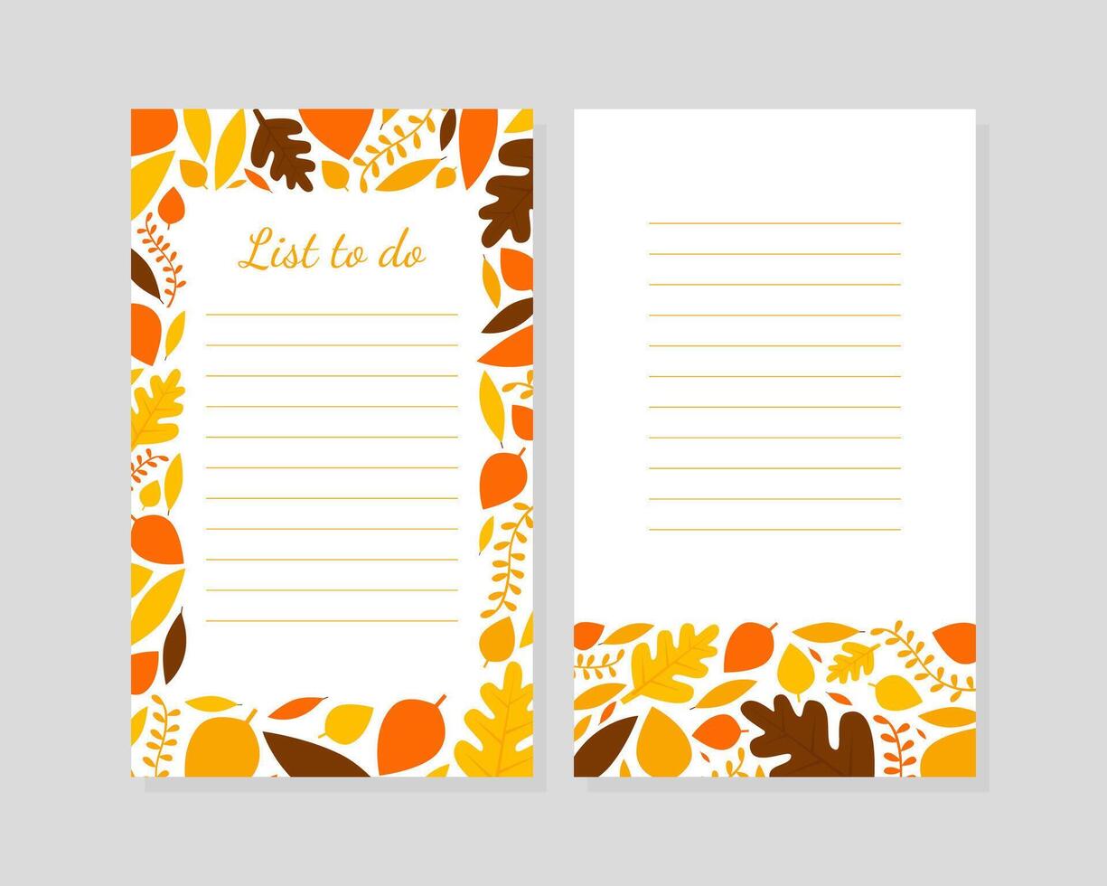 Decorative sheets for notes, list to do cartoon illustration vector