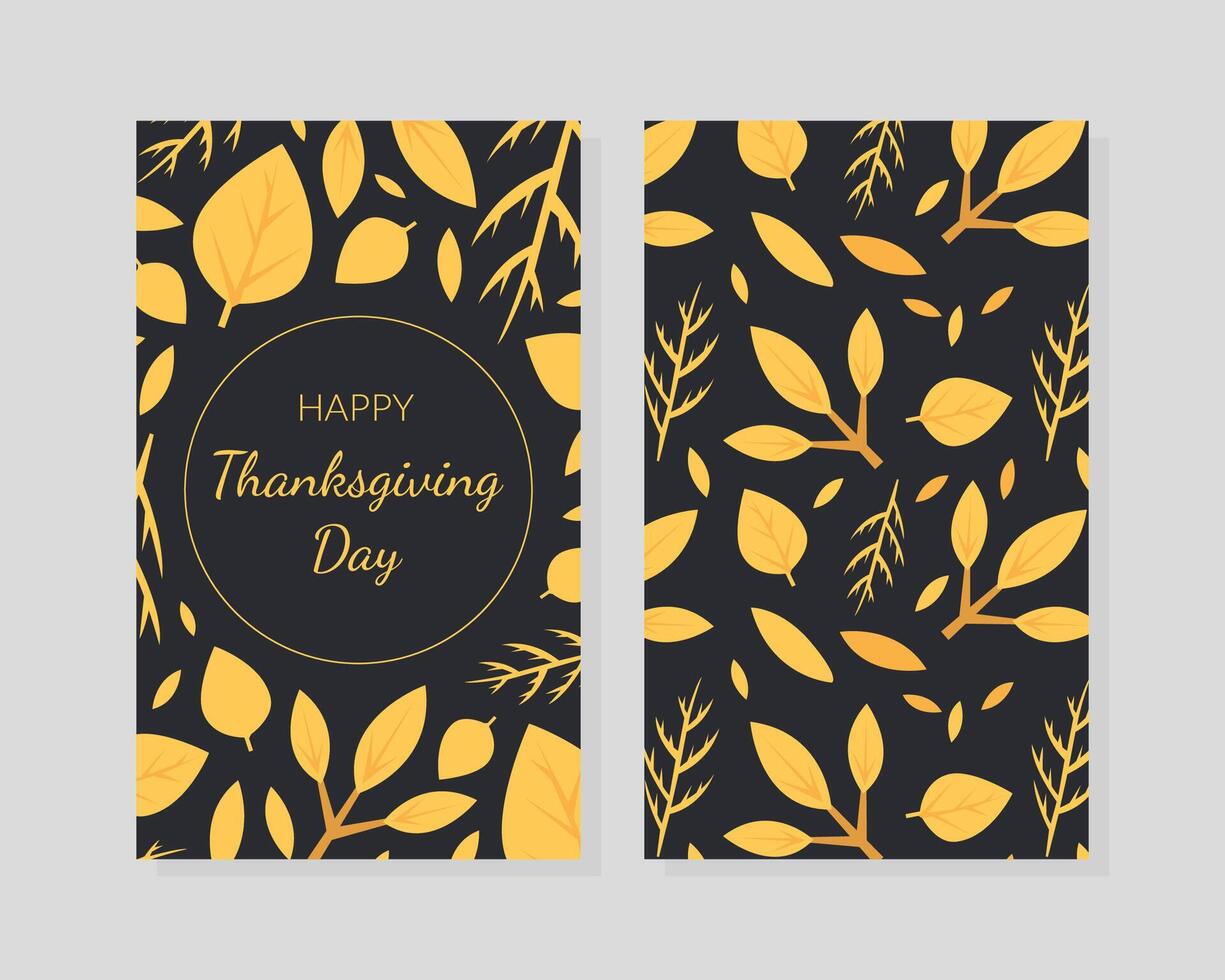 Happy Thanksgiving Day Card Template with Autumn Leaves, Design Element Can Be Used for Banner, Poster, Flyer, Invitation Illustration vector