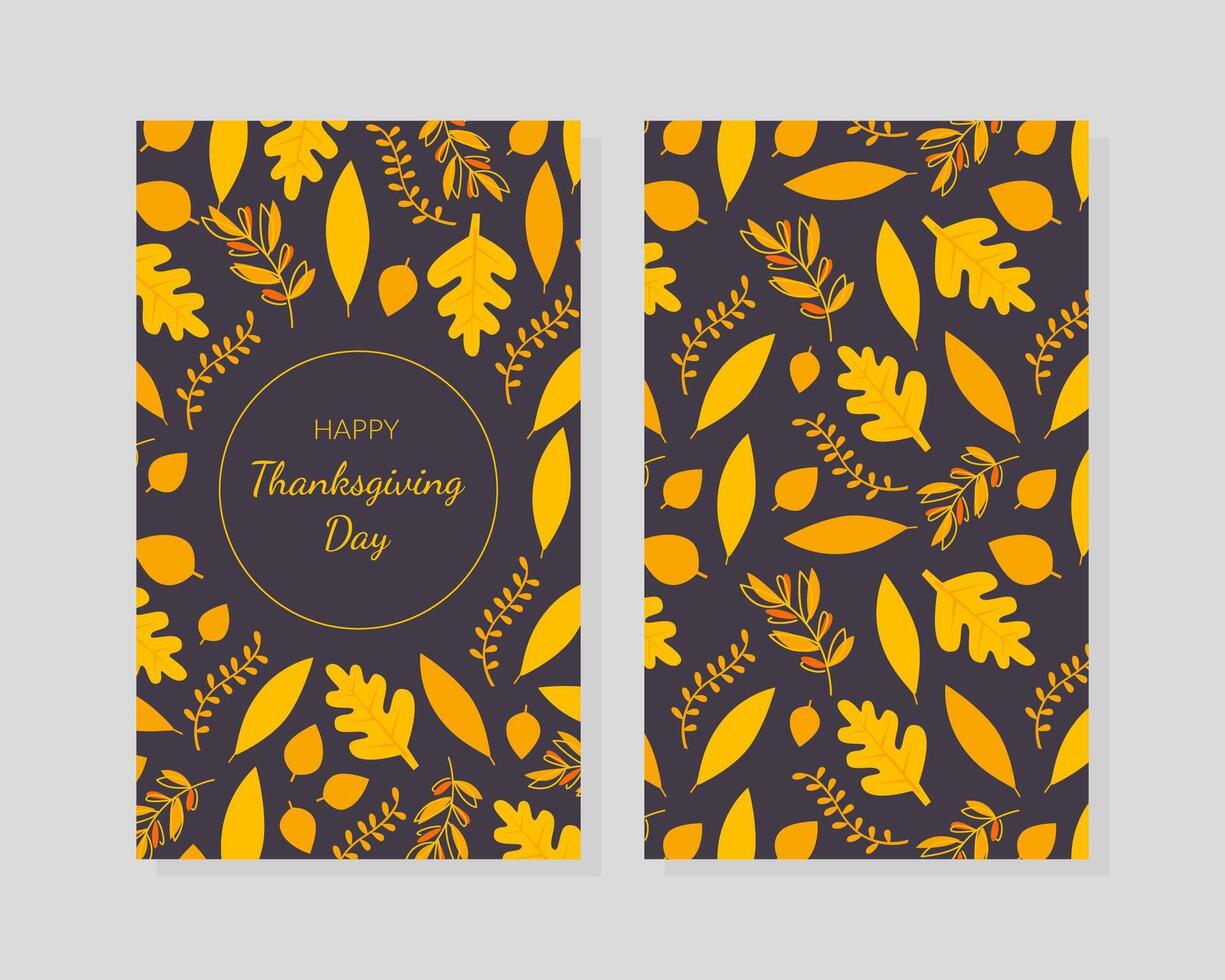Happy Thanksgiving Day Card Template with Yellow Autumn Leaves, Design Element Can Be Used for Banner, Poster, Flyer, Invitation Illustration vector