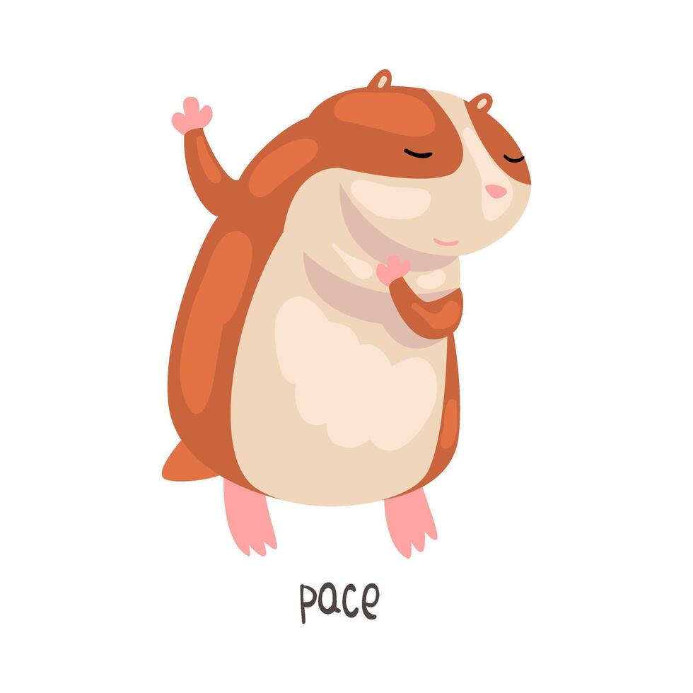 Pace English Language Preposition of Place and Cute Hamster Character, Educational Visual Material for Children Education Illustration vector