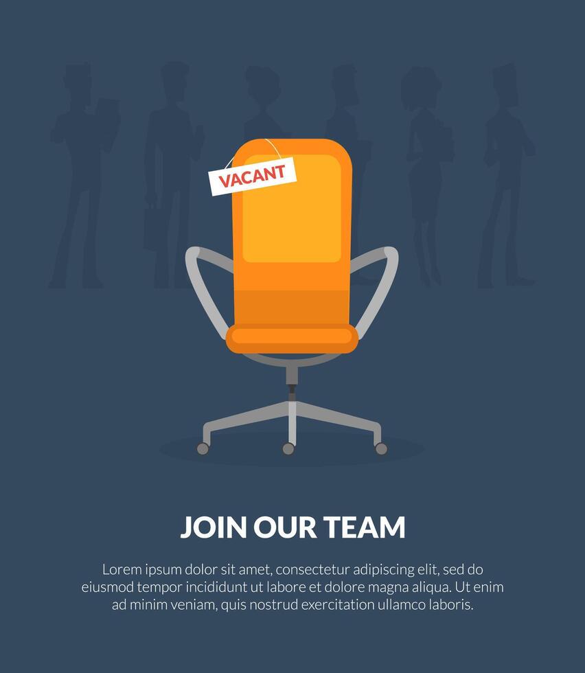 Join Our Team Banner Template with Empty Vacant Office Chair Illustration vector