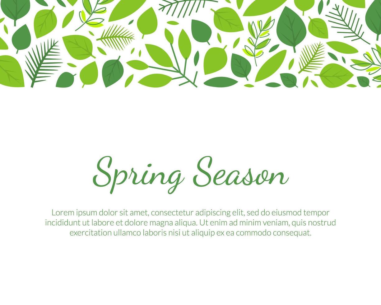 Spring Season Landing Page Template with Place for Text and Green Tree Leaves Illustration vector