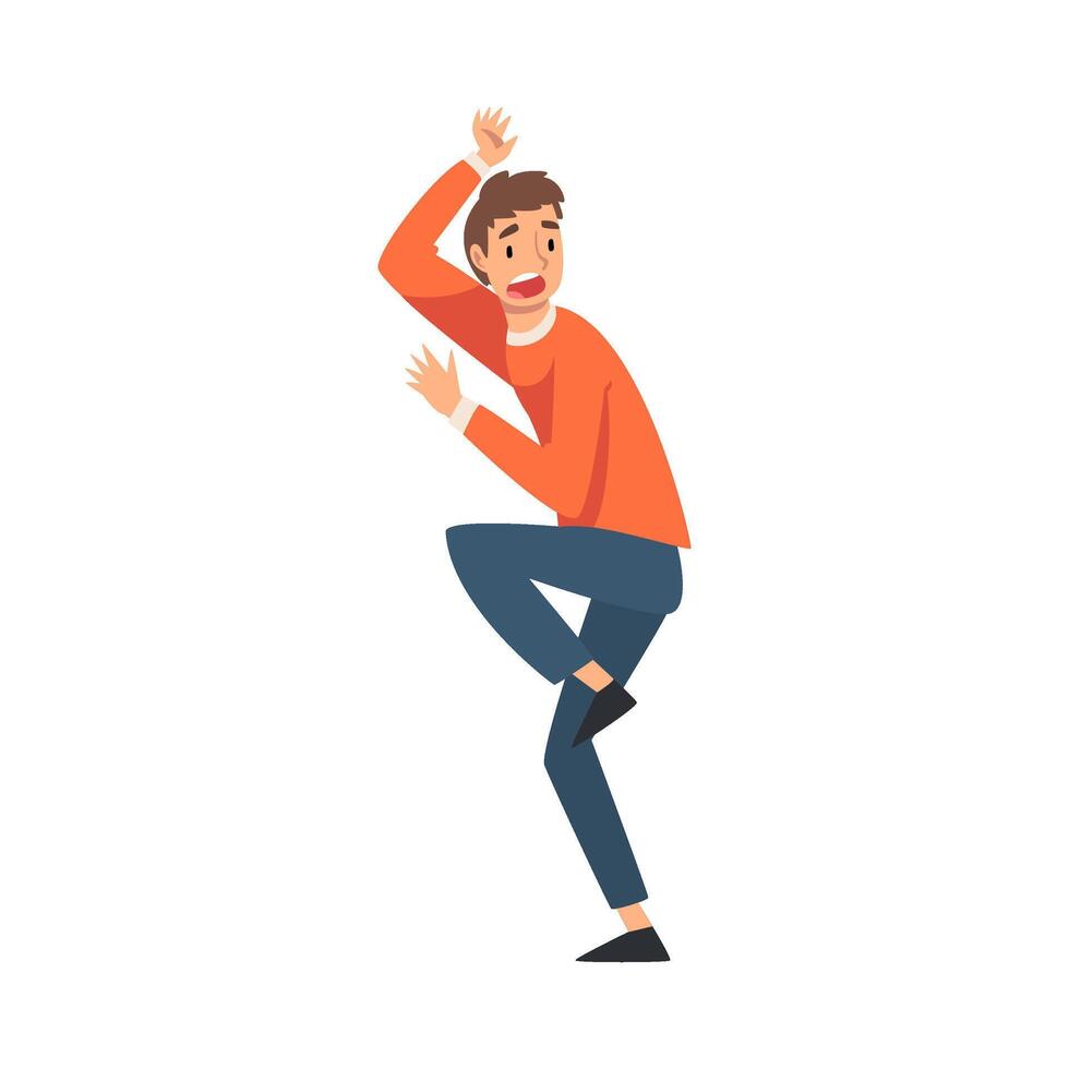 Scared and Panicked Man with Fear Expression, Emotional Frightened Person Character Illustration vector