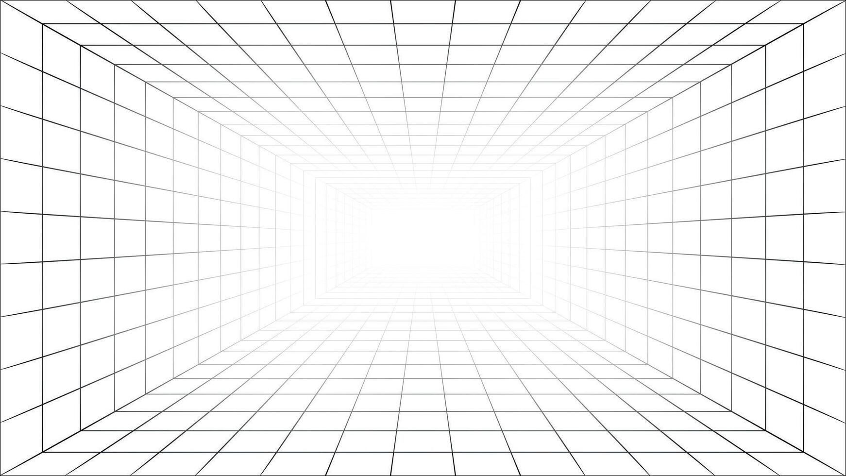 Abstract Perspective Grid Tunnel in Black and White vector