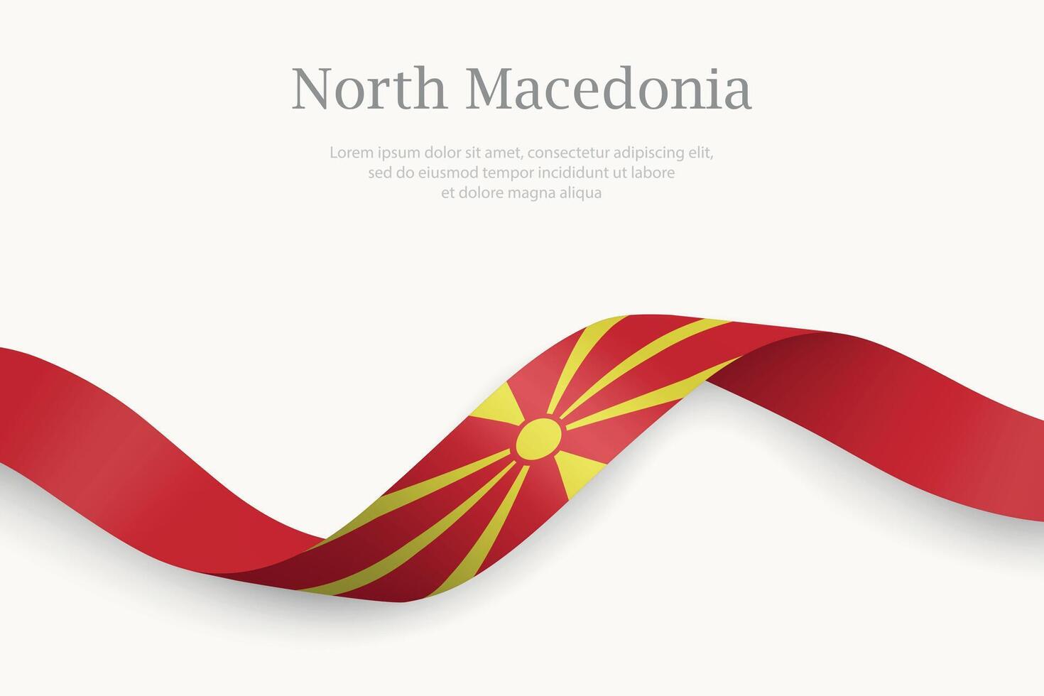 North Macedonia flag on Waving ribbon design vector
