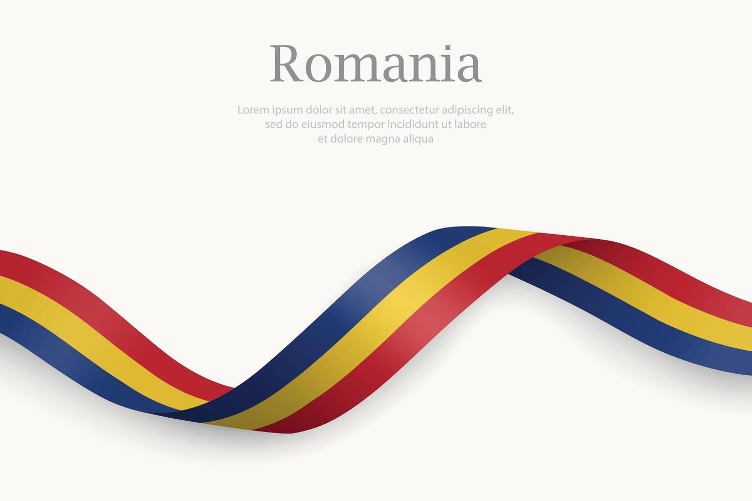 Romania flag on Waving ribbon design vector