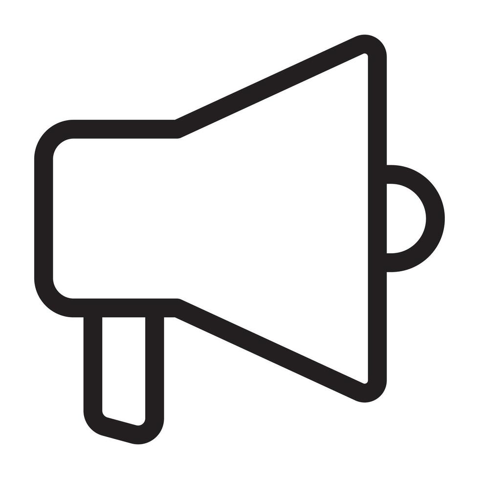 Megaphone outline icon, announcement and marketing symbol, black and white illustration isolated on white background. vector