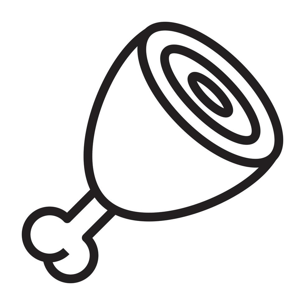 Ham or chicken drumstick outline icon vector