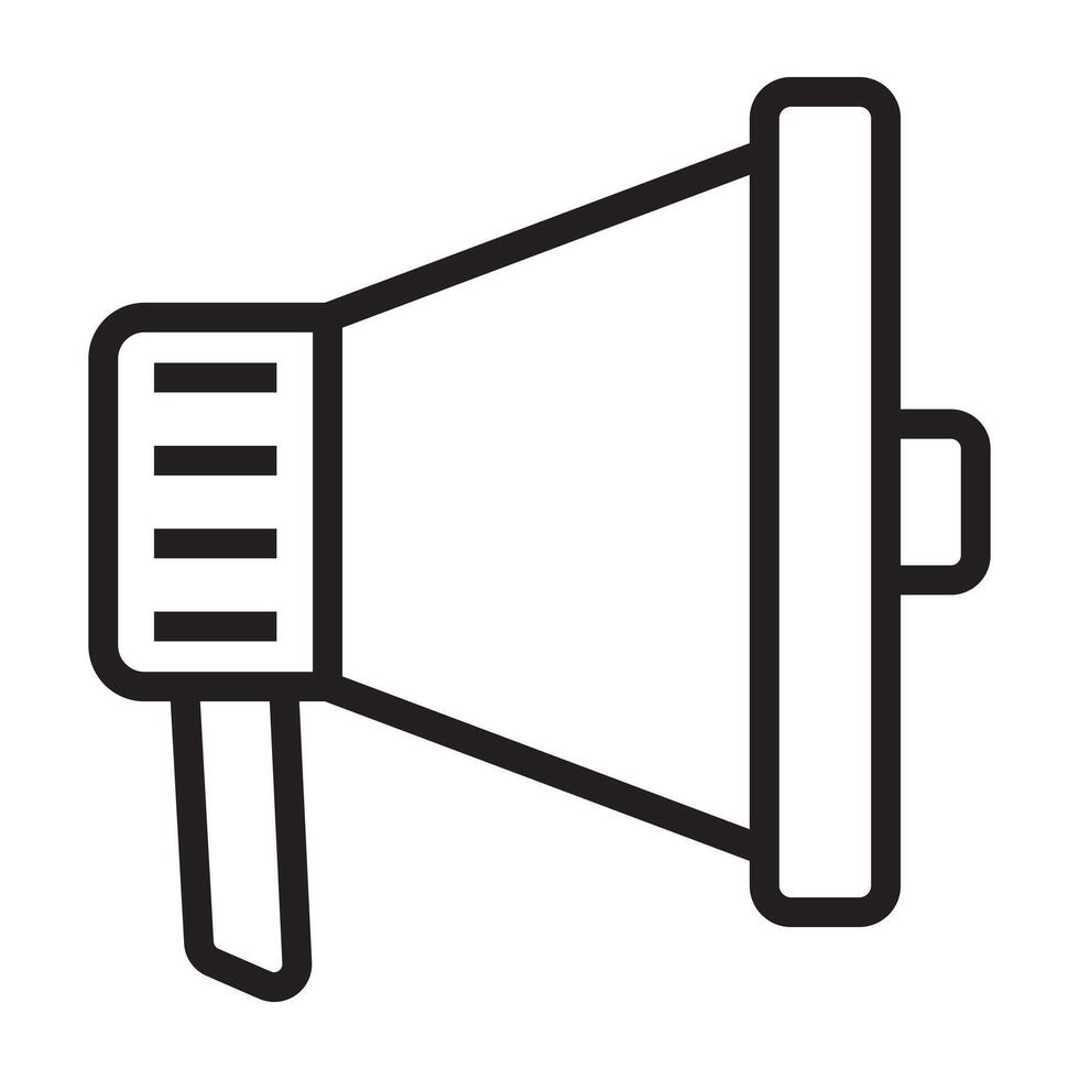 Megaphone icon, announcement and loudspeaker symbol, black and white illustration isolated on white background. vector