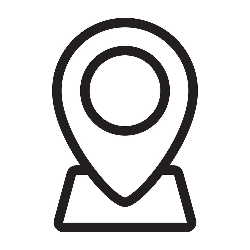 Location pin icon, map and navigation symbol, black and white illustration isolated on white background. vector