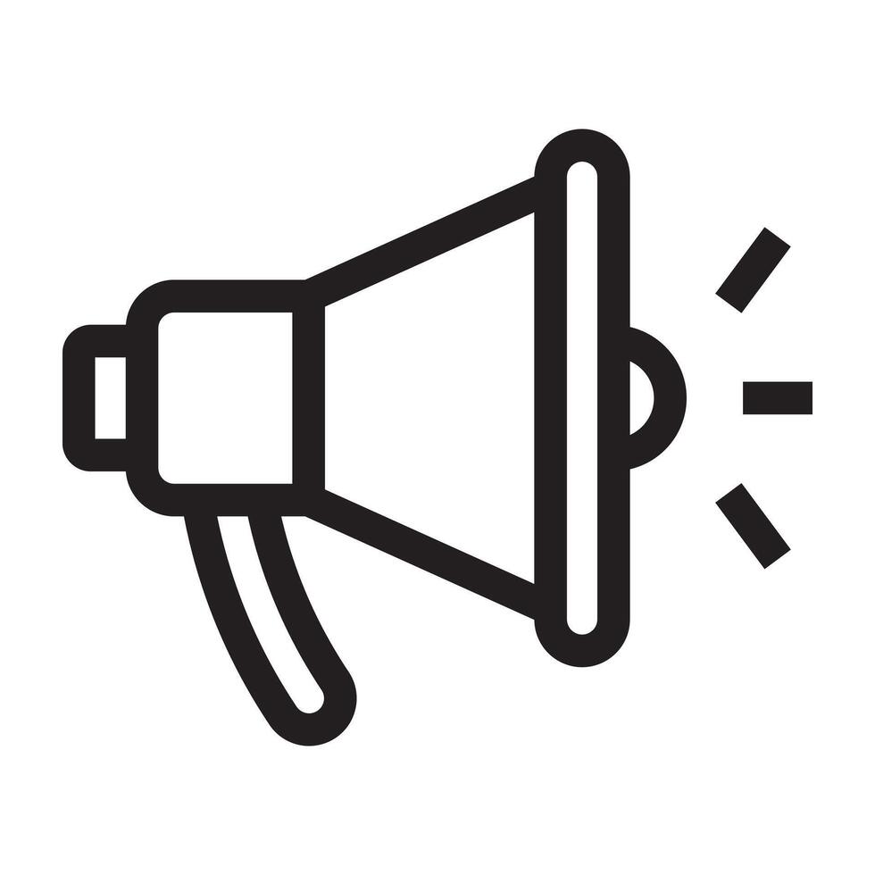Megaphone icon, announcement and loudspeaker symbol. black and white vector