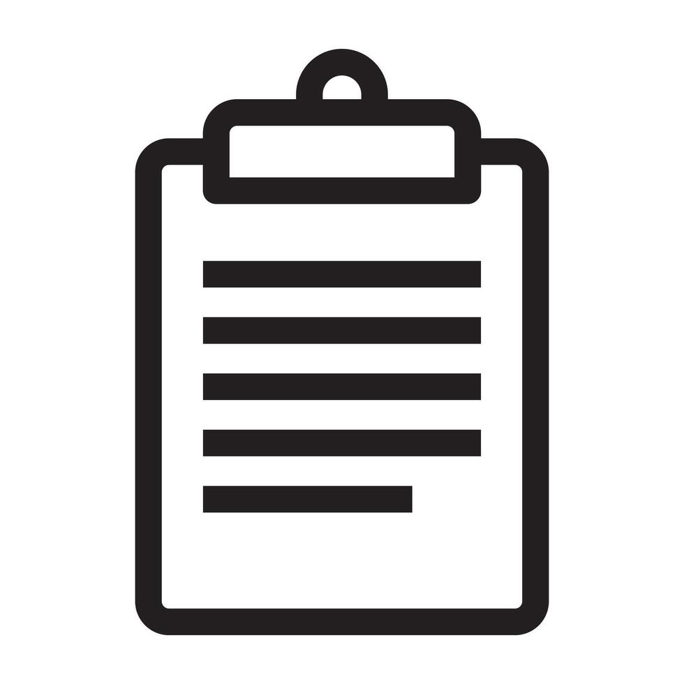 Clipboard icon with document, task and work symbol, black and white illustration isolated on white background vector