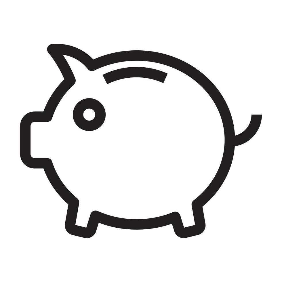 Piggy bank icon, savings and finance symbol, black and white illustration isolated on white background vector