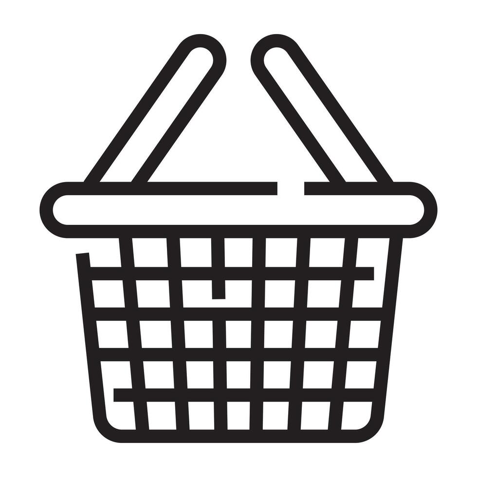Shopping basket icon, retail and e-commerce symbol, black and white illustration isolated on white background vector