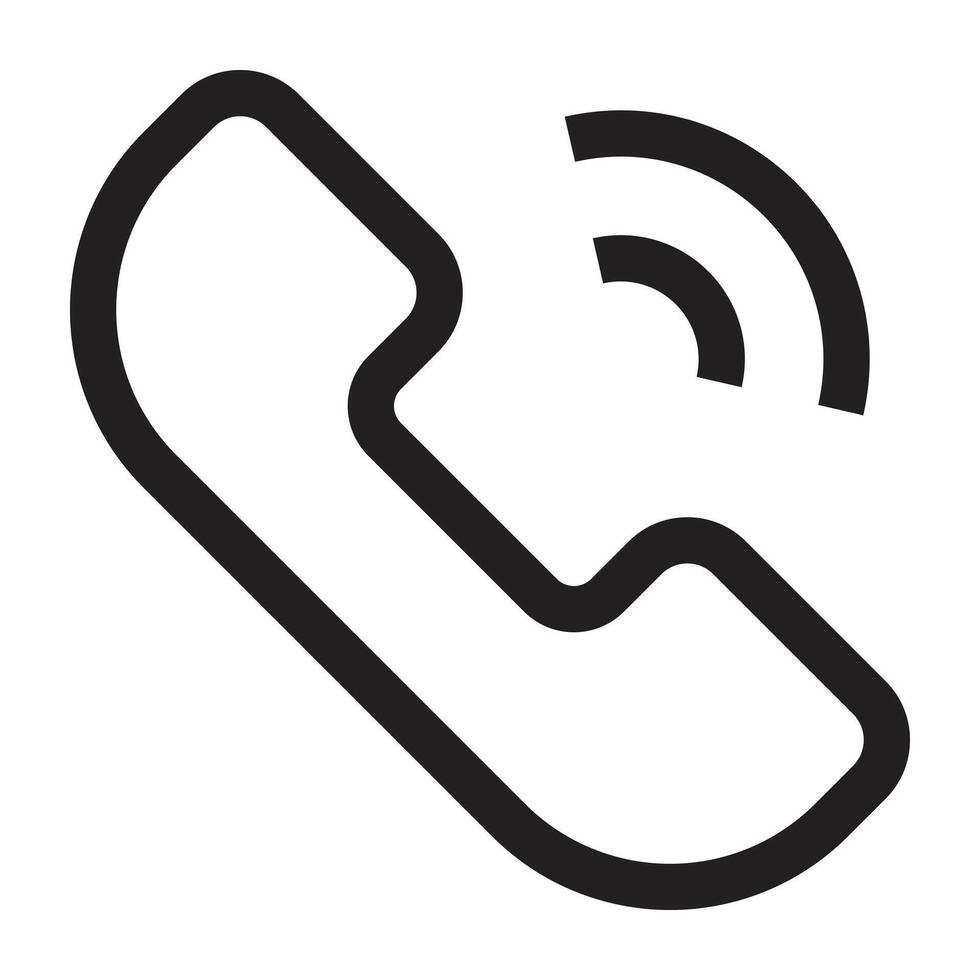 Phone icon with call symbol, communication and contact concept, black and white illustration isolated on white background vector