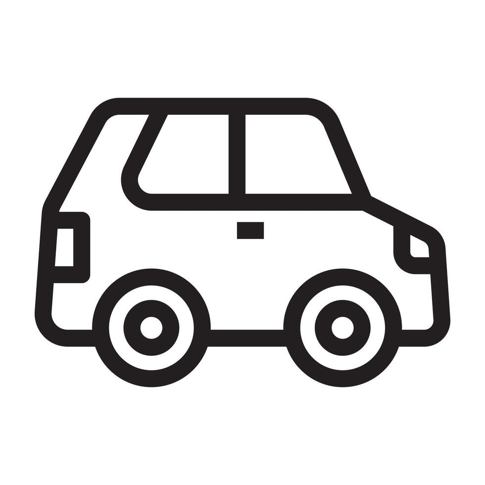 Car icon, personal vehicle symbol, transportation and driving concept, black and white illustration isolated on white background. vector