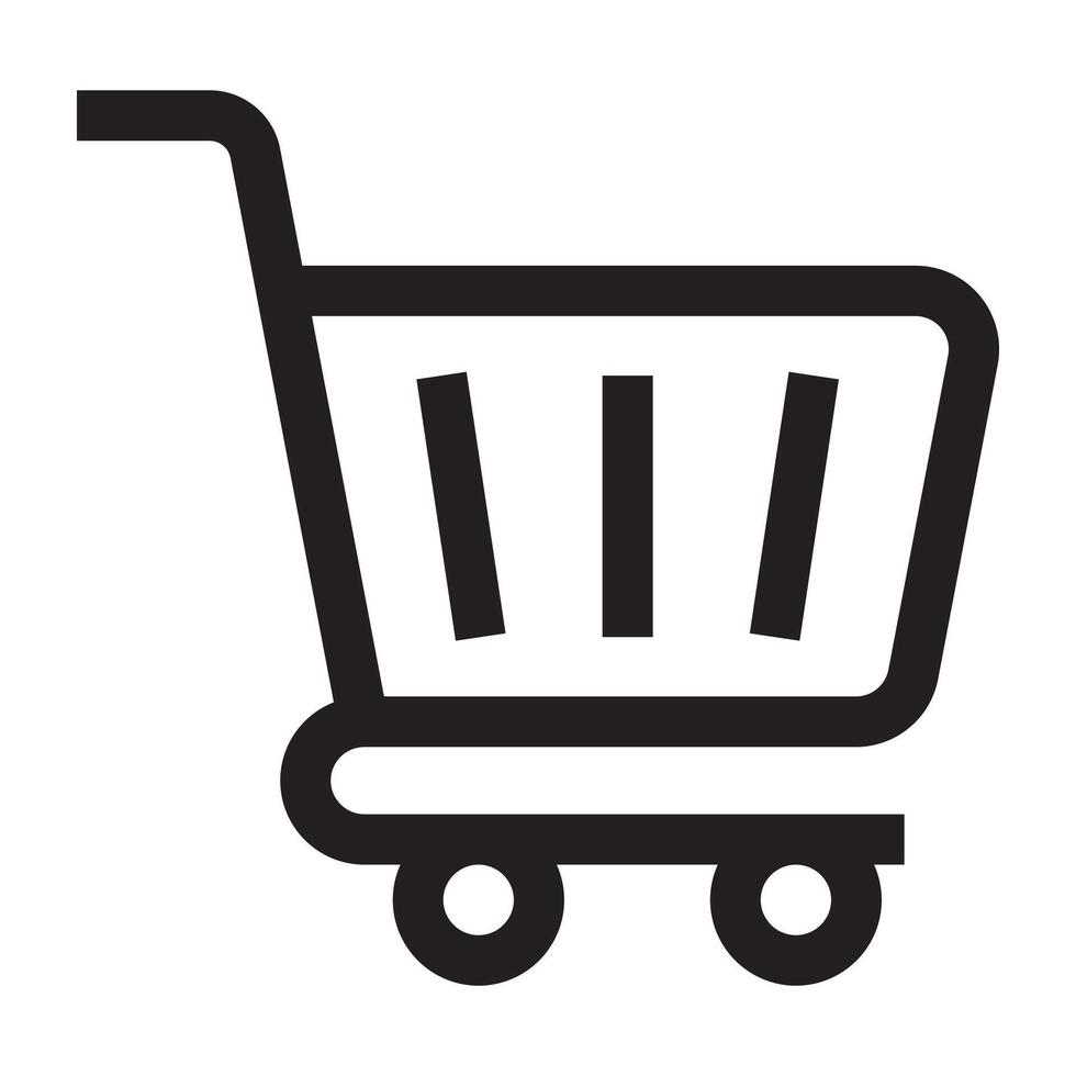Shopping cart icon, e-commerce and retail symbol, black and white illustration isolated on white background vector