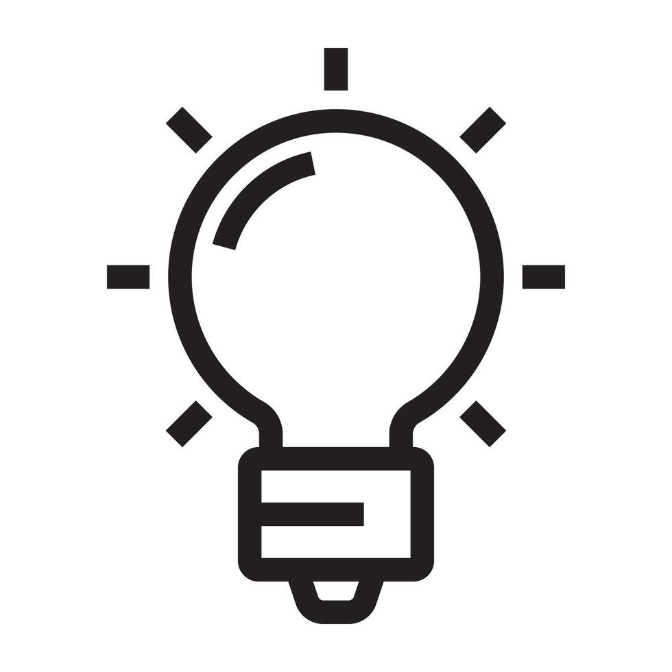 Light bulb icon, creativity and innovation symbol, black and white illustration isolated on white background vector
