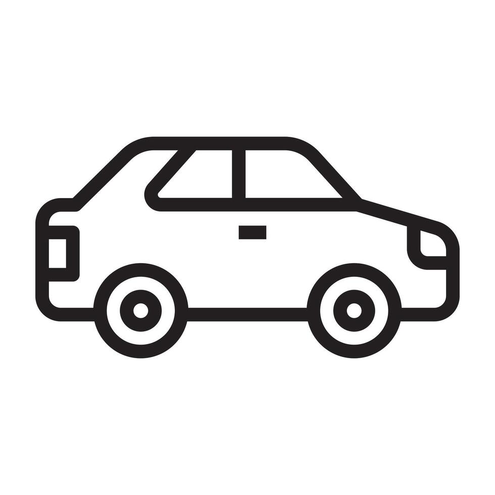 Car icon, automobile symbol, personal transportation and driving concept, black and white illustration isolated on white background vector
