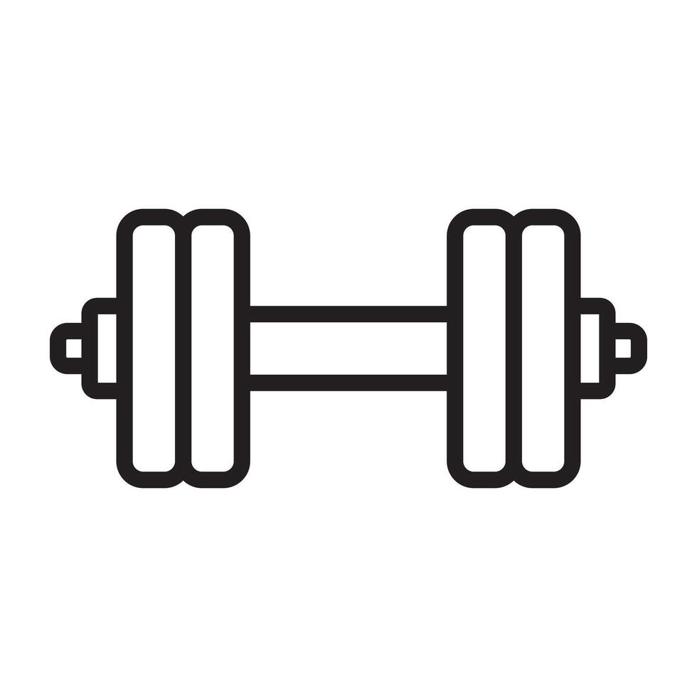 Dumbbell icon, fitness and weight training symbol, black and white illustration isolated on white background vector