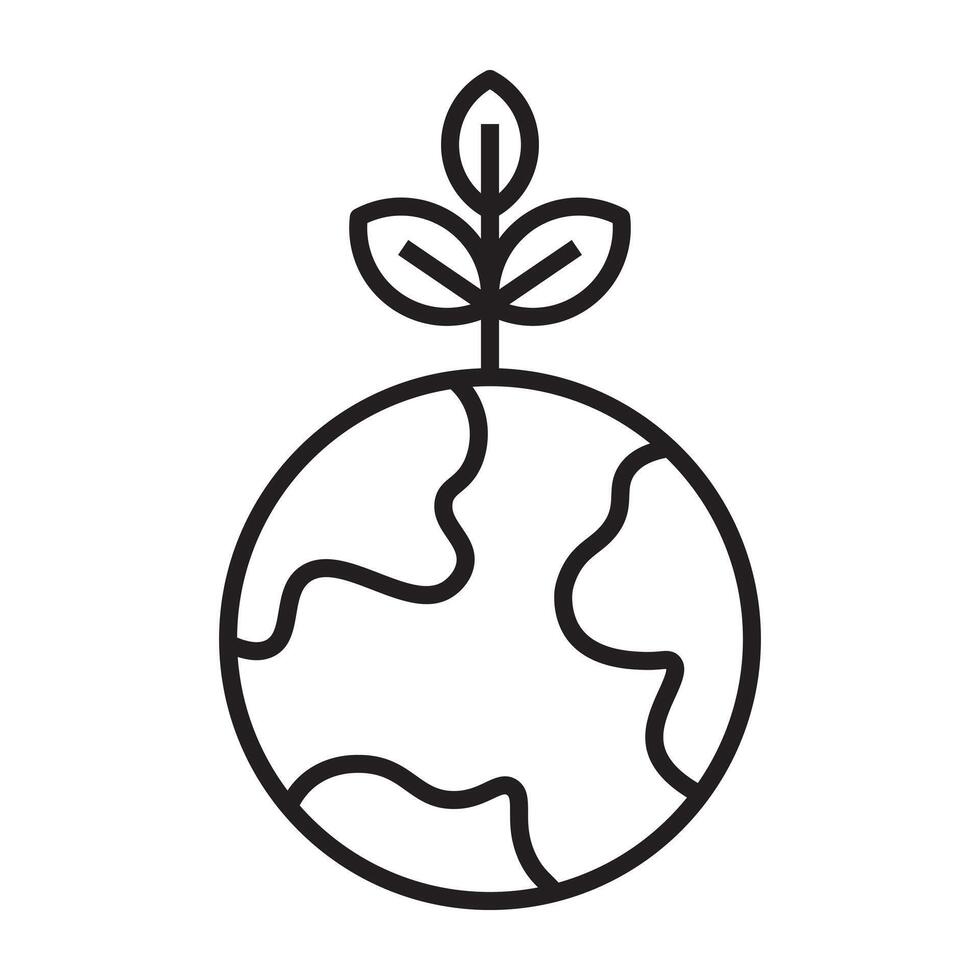 Sustainable earth icon, environmental conservation and eco-friendly symbol,  black and white illustration isolated on white background 56619063 Vector  Art at Vecteezy