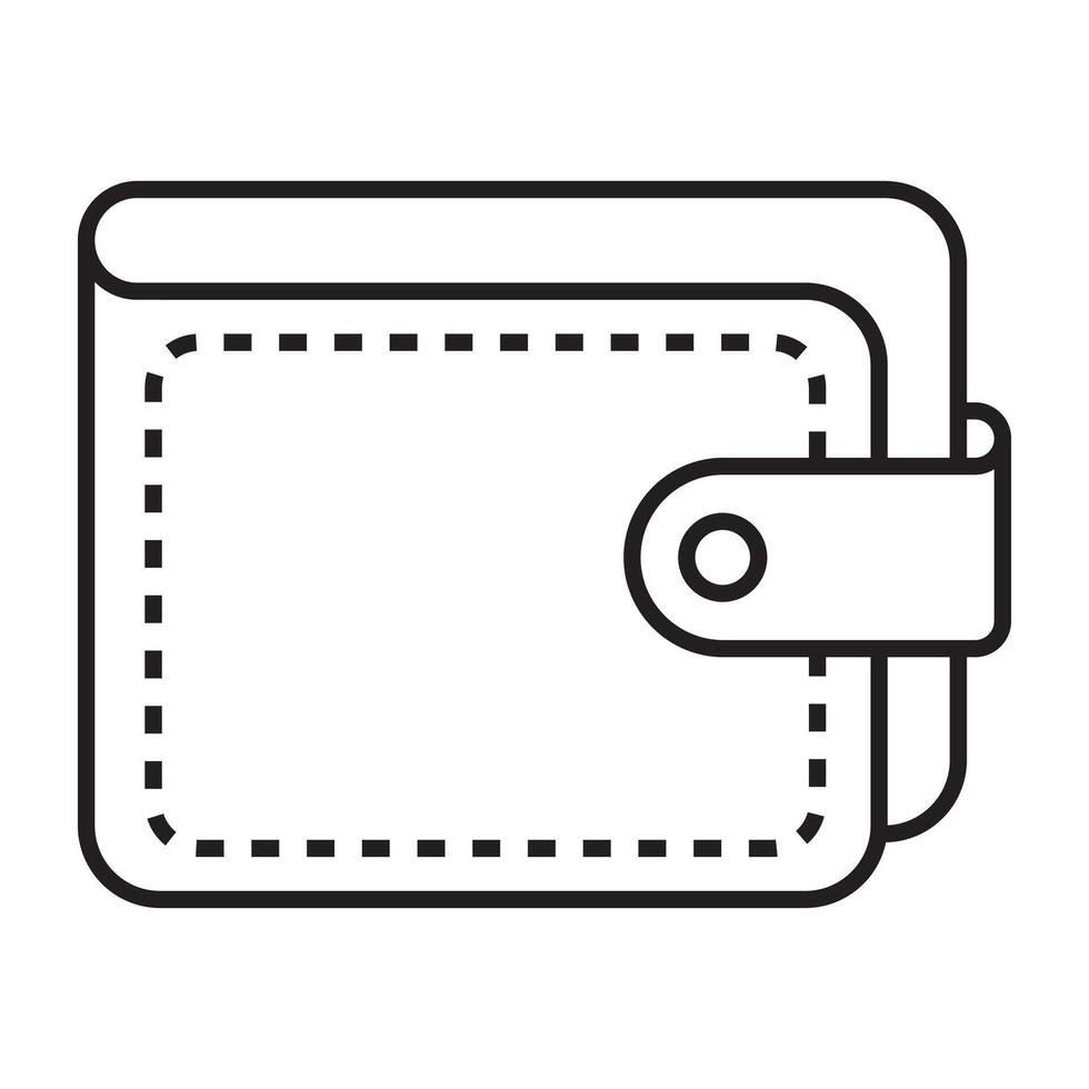 Wallet icon, personal finance and digital payment symbol, black and white illustration isolated on white background vector