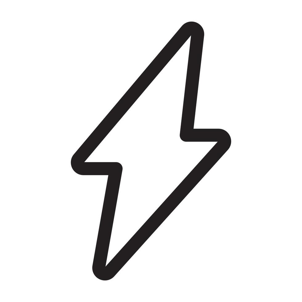 Lightning bolt icon, energy power and electricity symbol, black and white illustration isolated on white background vector