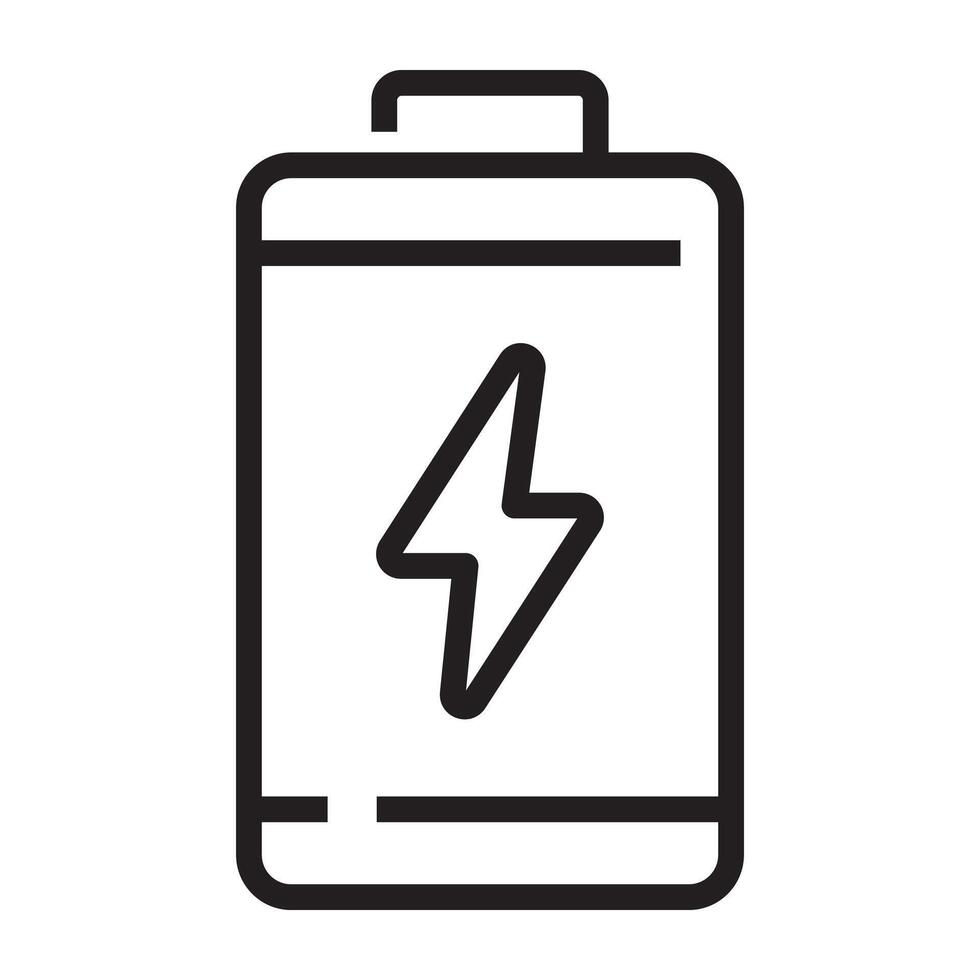 Battery charging icon, energy power and electricity symbol, black and white illustration isolated on white background vector