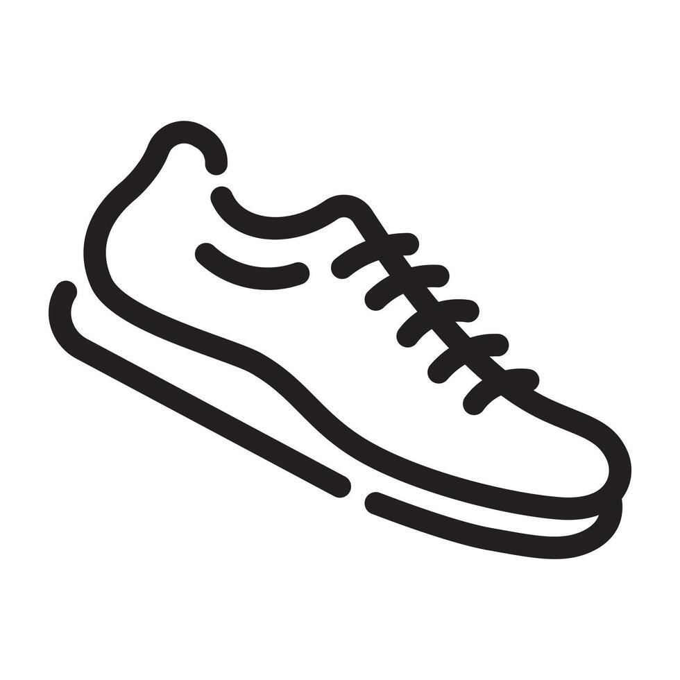 Running Shoe Icon, Fitness and Exercise Symbol, Black and White Outline Illustration Isolated on White Background vector