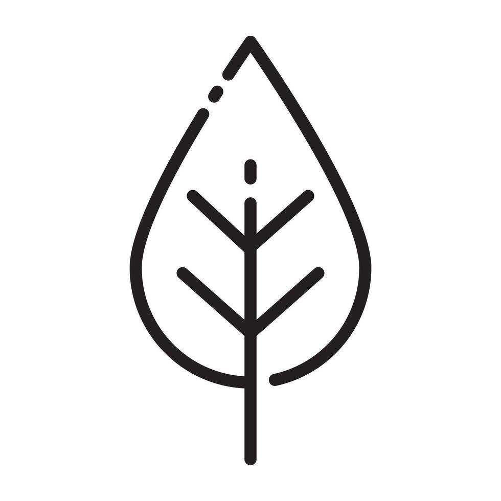 Leaf Icon, Eco-Friendly and Nature Symbol, Black and White Outline Illustration Isolated on White Background vector