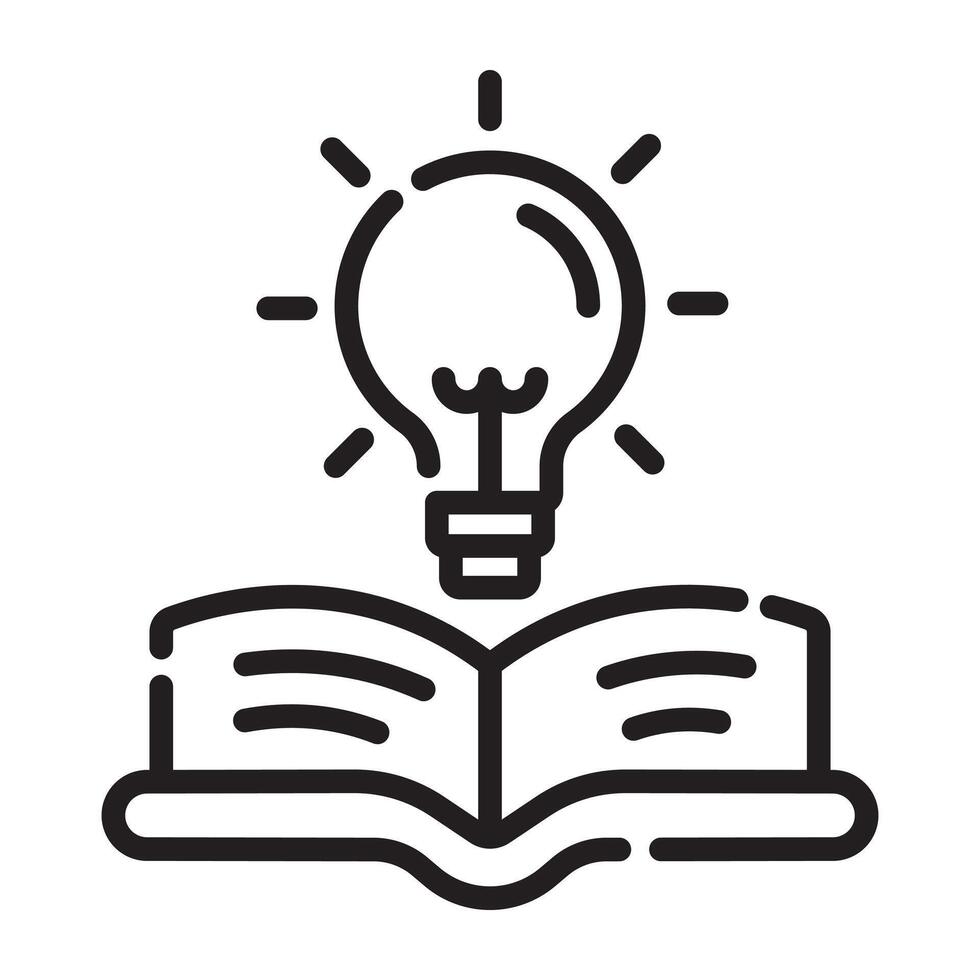 Open book with light bulb, knowledge and learning concept, education and innovation, creative thinking, illustration isolated on white background vector